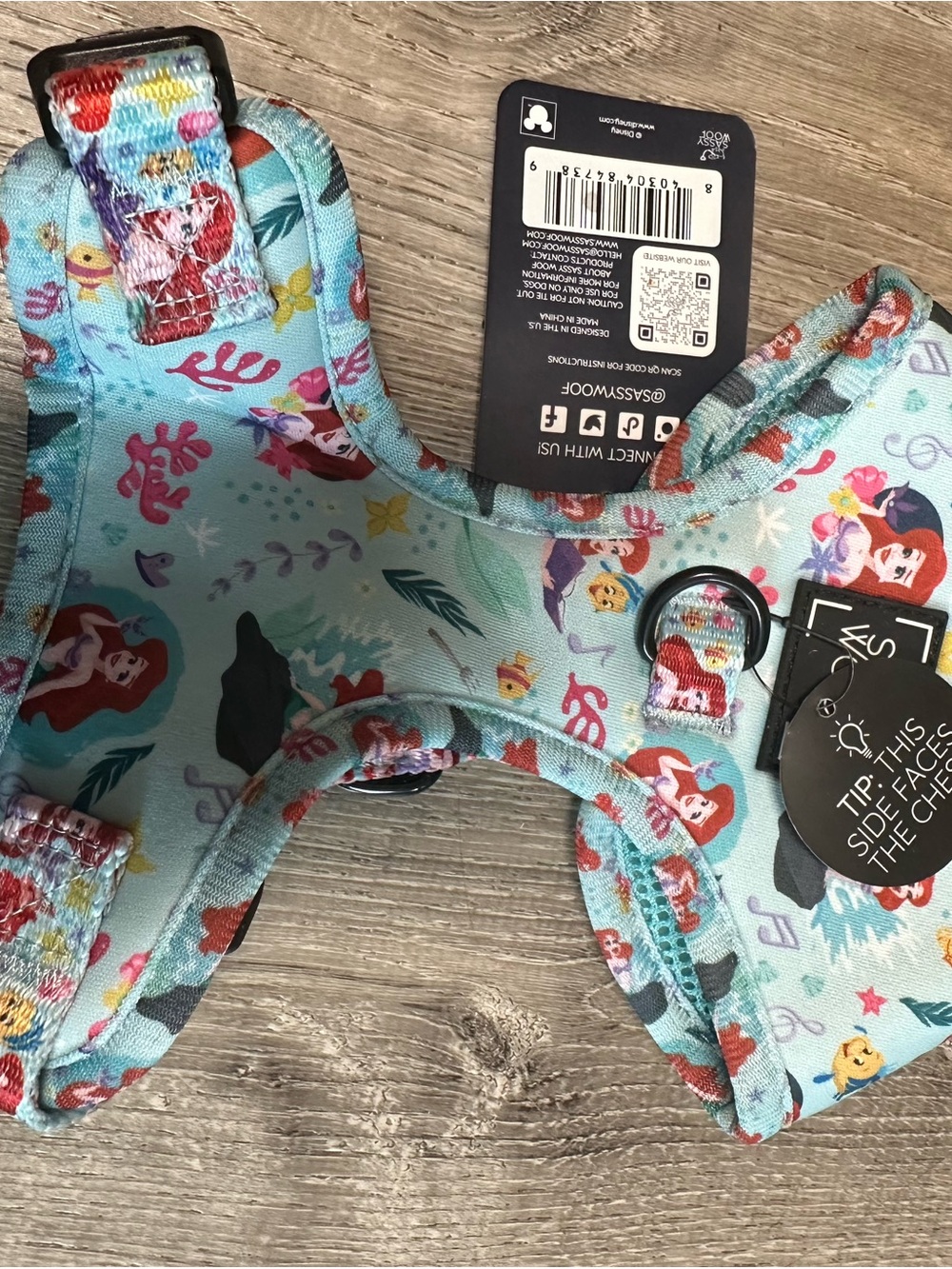 Disney Aqua Little Mermaid Padded Dog Harness - Adjustable Comfort